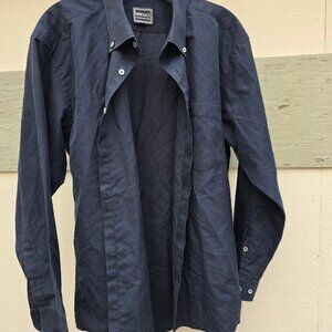 Versace Jeans Couture Black Button Down Shirt Versace Embroydery  16/32 or 16/33